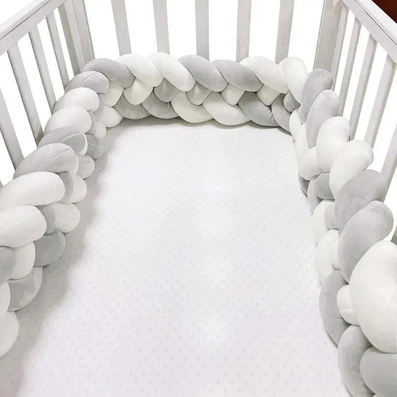 Tour de Lit Bébé - CozyKnot™ - Blanc Gris