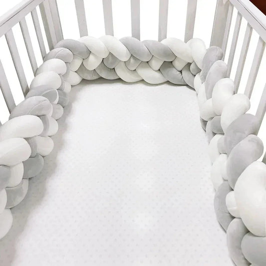 Tour de Lit Bébé - CozyKnot™ - Blanc Gris